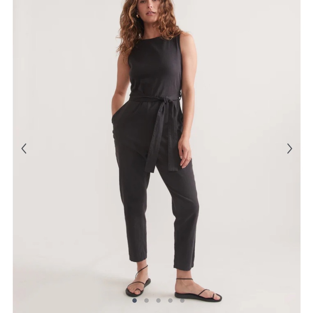 Marine layer Black pin stripe Eloise Belted Jumpsuit